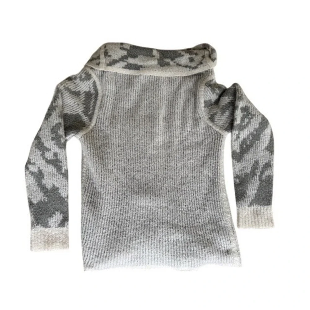 Prana Gray Patterned Cowl Neck Long Sleeve Knit Sweater‎ Women's - Size M